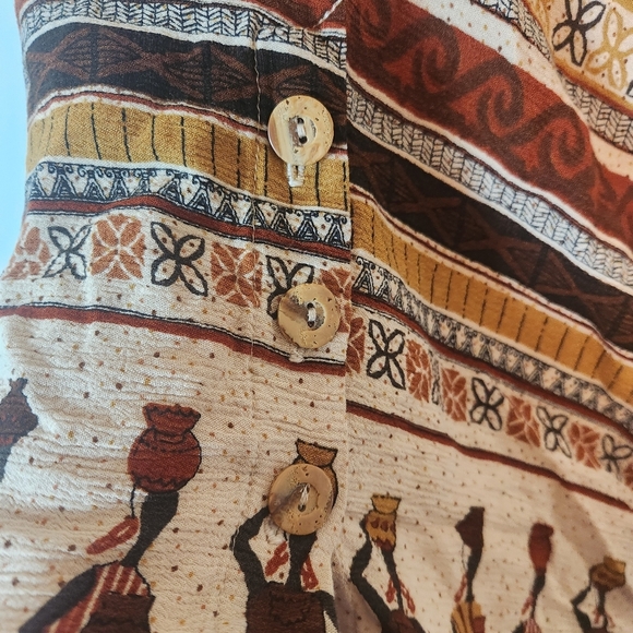 Vintage Made In USA Midi Length Pull-on Skirt Size Medium Tribal Africa Boho - Picture 10 of 16